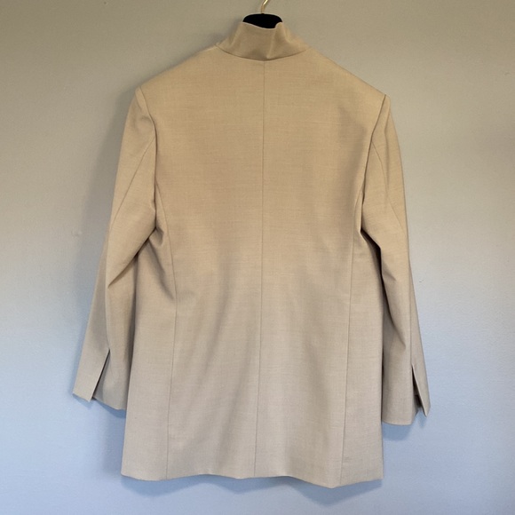 Wool Suit Collarless Jacket Tailored Trousers - Picture 11 of 16